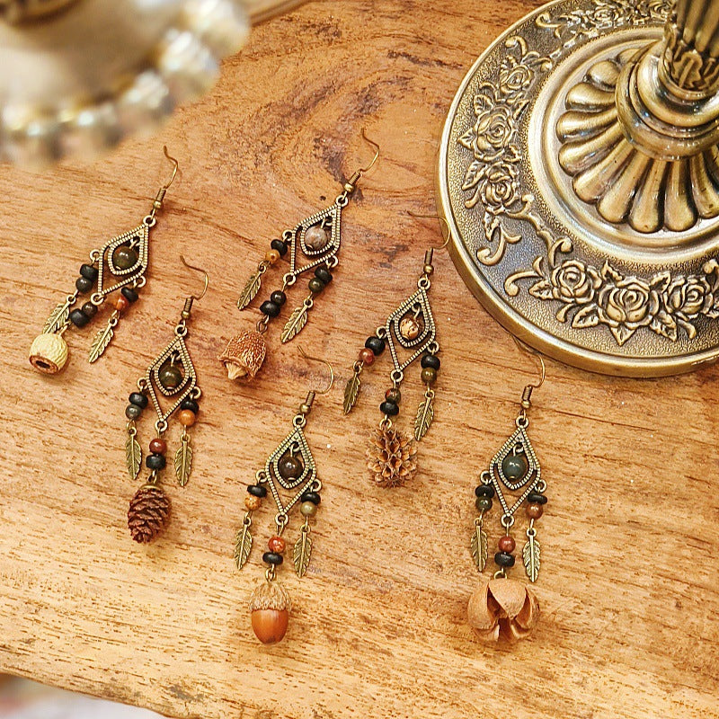 Handcrafted Vintage Geometric Feather Earrings Bohemian Style