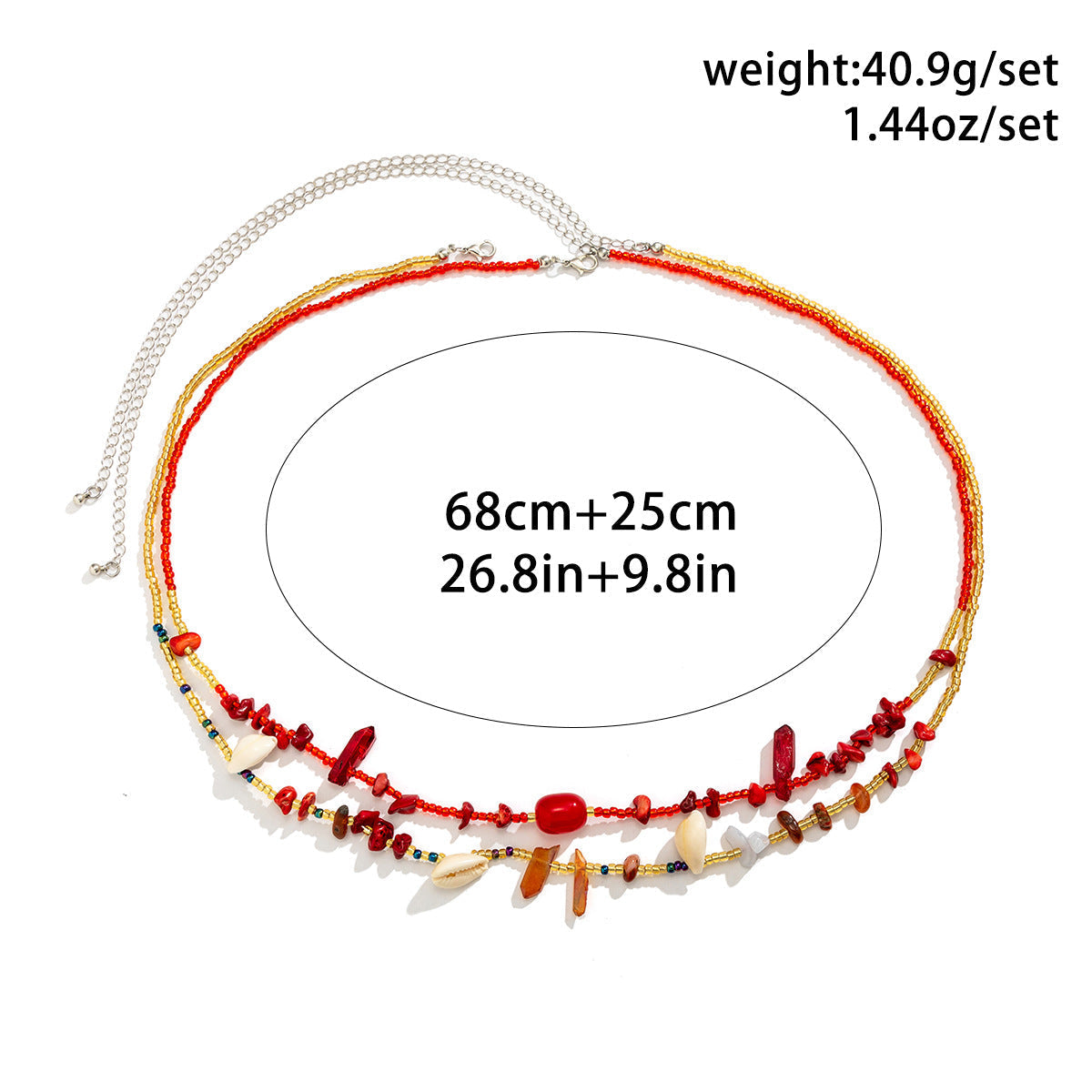 Boho Layered Shell Stone Bead Body Chain