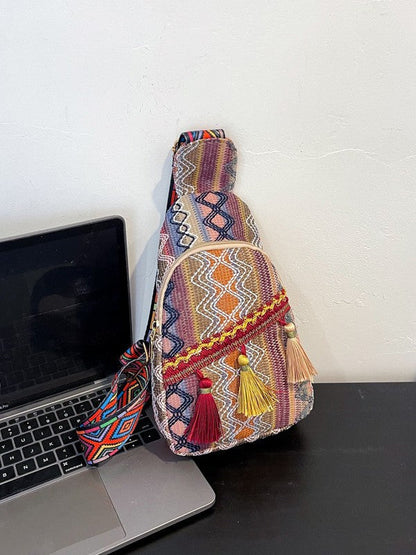 Ethnic Style Fringed Crossbody Bag Casual Soft Fabric