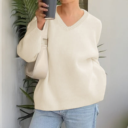 Casual Solid Color Long Sleeve Knit Shirt for Women