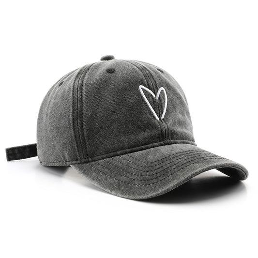 Retro Distressed Embroidered Heart Baseball Cap