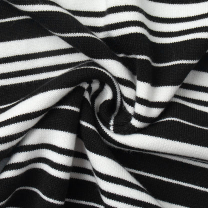 Striped Polo Collar Knitted T-Shirt Casual Retro Style