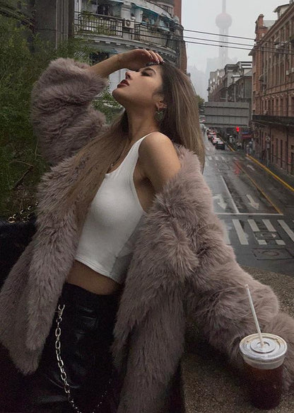 Suit Collar Fur Coat Premium Plush Material