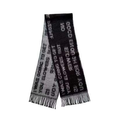 Chic Black Wool Blend Jacquard Letter Scarf for Men and Women