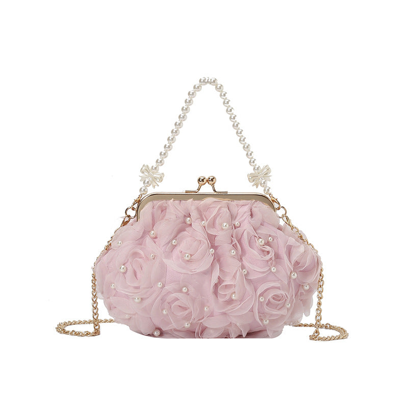 Floral Pearl Shoulder Bag Chic Crossbody Bag
