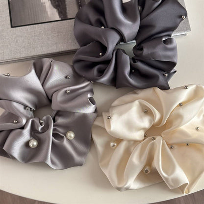 Elegant Pearl Studded Satin Hair Tie