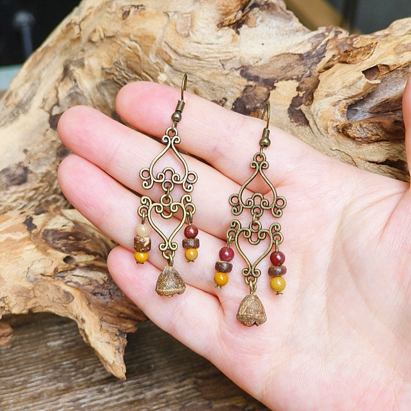 Vintage Style Bohemian-Inspired Dried Fruit Beaded Earrings