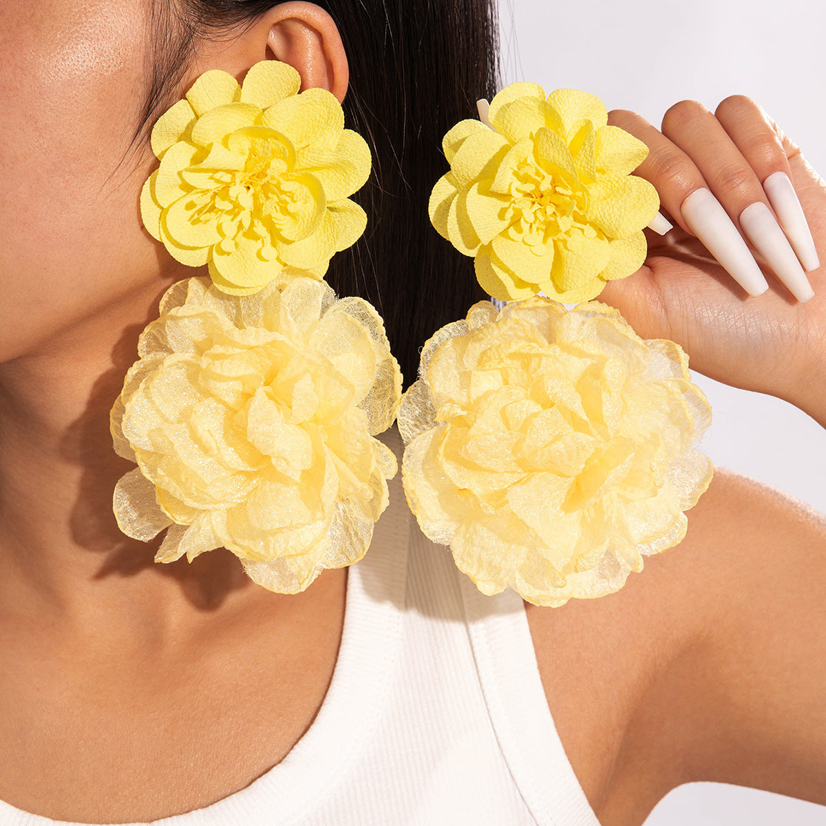 Colorful Floral Statement Earrings Handmade Resin Dangle Earrings