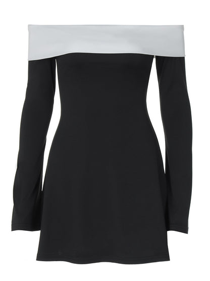 Classic Color Block Off-Shoulder Bodycon Dress for Women