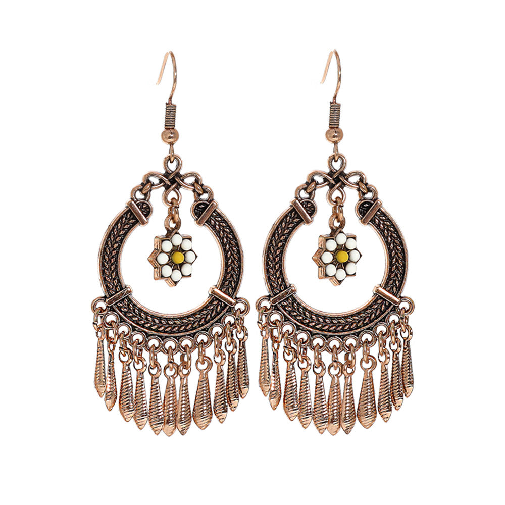 Vintage Geometric Leaf Beaded Earrings Set Fashionable Accessories