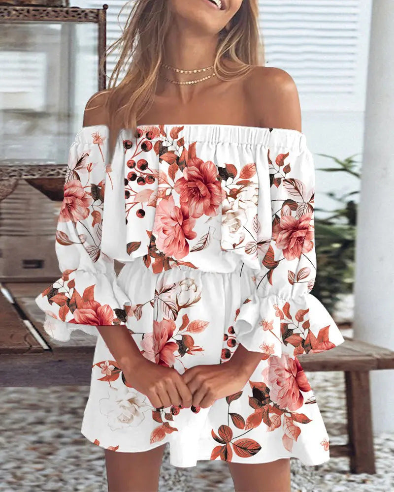 Sexy And Fashionable One Shoulder Printed Dress