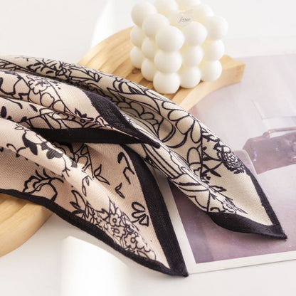 Scarvii - Floral Outline Pattern Square Scarf