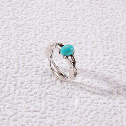 Vintage Geometric Turquoise Ring Set Alloy Fashion Jewelry