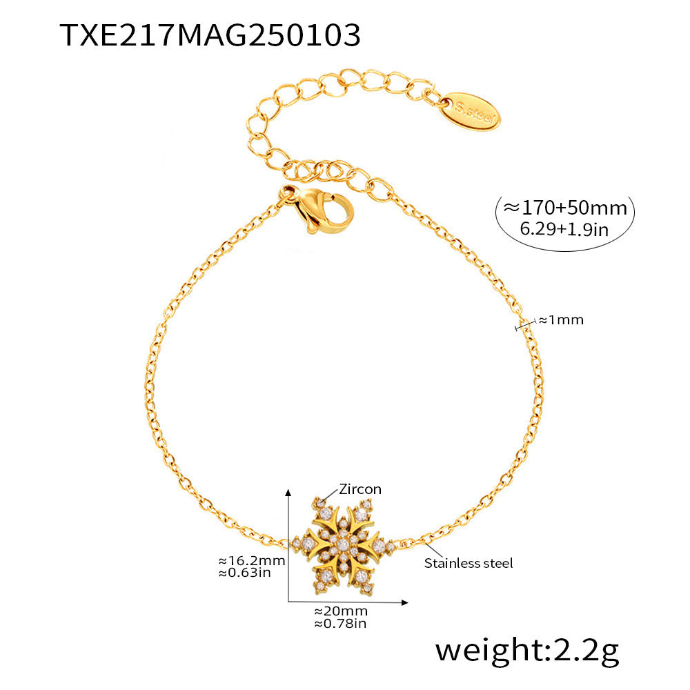 Sparking Cubic Zirconia Snowflake Chain Bracelet