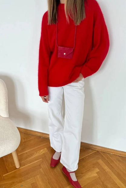 Winter Crew Neck Long Sleeve Pullover Knit Sweater