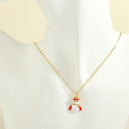 Simple Christmas Pendant Enamel Necklace