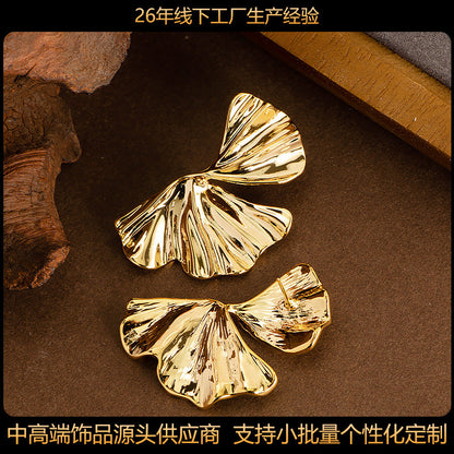Stylish Ginkgo Leaf Metal Earrings For Women