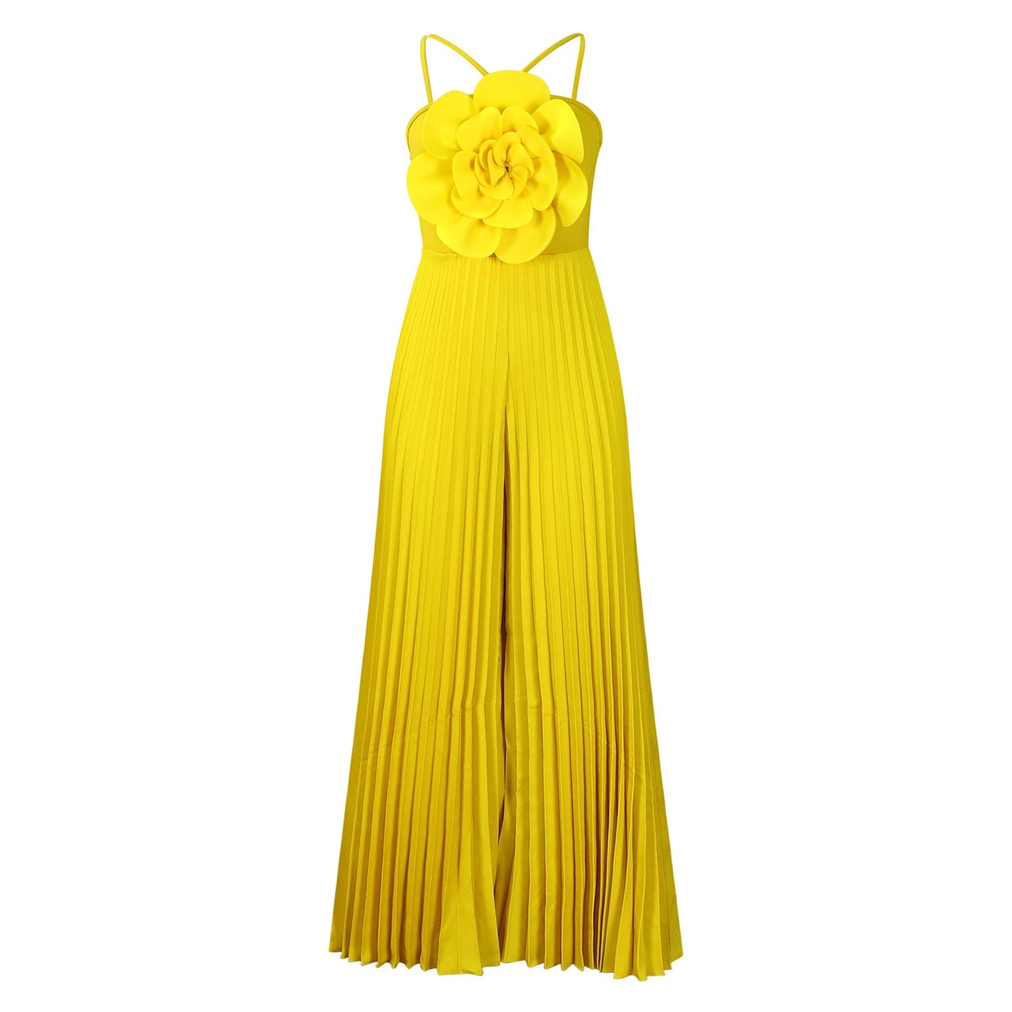 Fashionable Sexy Solid Color Pleated Jumpsuit With Floral Design