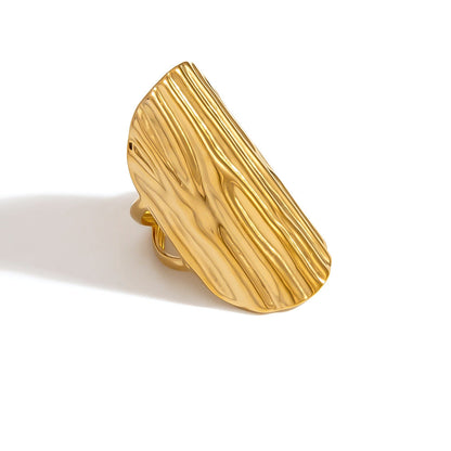 Open-Design Stainless Steel Ring Floral Pattern Fashion Jewelry