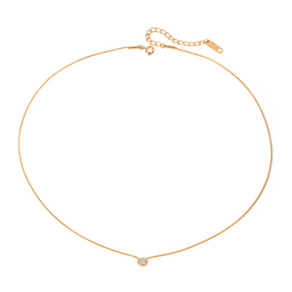 Simple Rhinestone Round Pendant Necklace