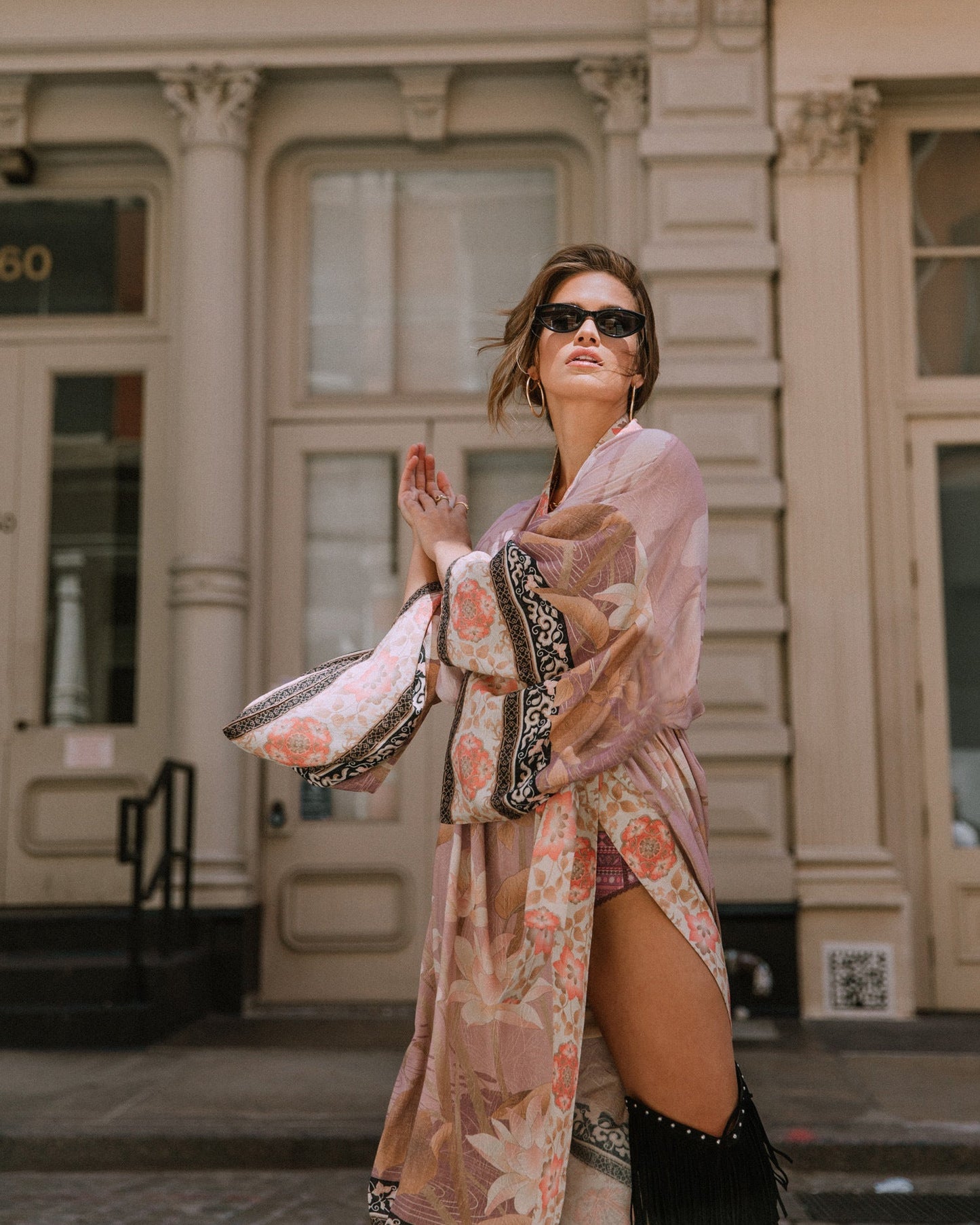 Beach Smock Rayon Crane Positioning Holiday Robe Bikini Sunscreen Cover-Up