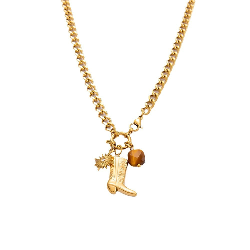 DIY Stainless Steel Heart Pendant Necklace with 18k Gold Plating