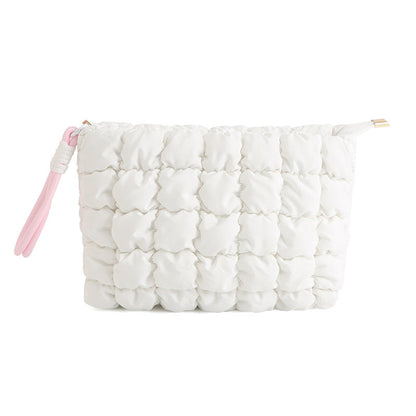Puffer Quilted Solid Color Portable Cosmetic Bag
