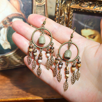 Vintage Inspired Leaf Tassel Earrings Alloy Statement Jewelry