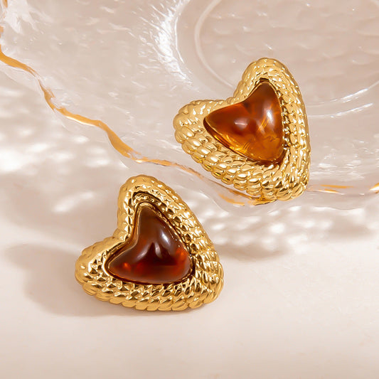 Heart Shaped Stainless Steel Earrings Trendy Minimalist Design