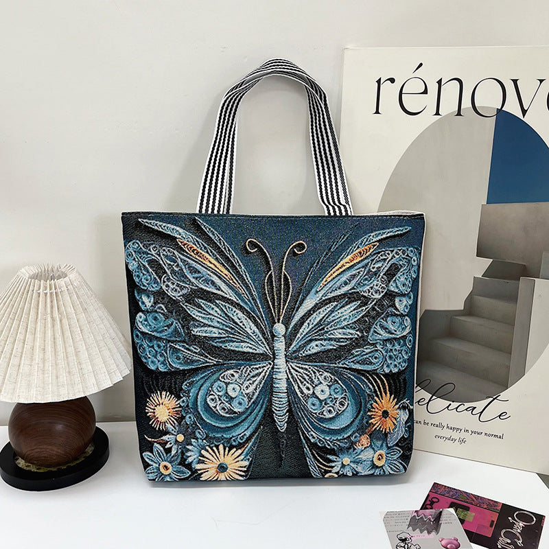 Fashionable Gold Embroidery Animal Tote Bag Stylish Shoulder Bag