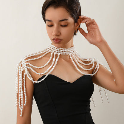 Elegant Multi-Layer Pearl Shoulder Chain For Women