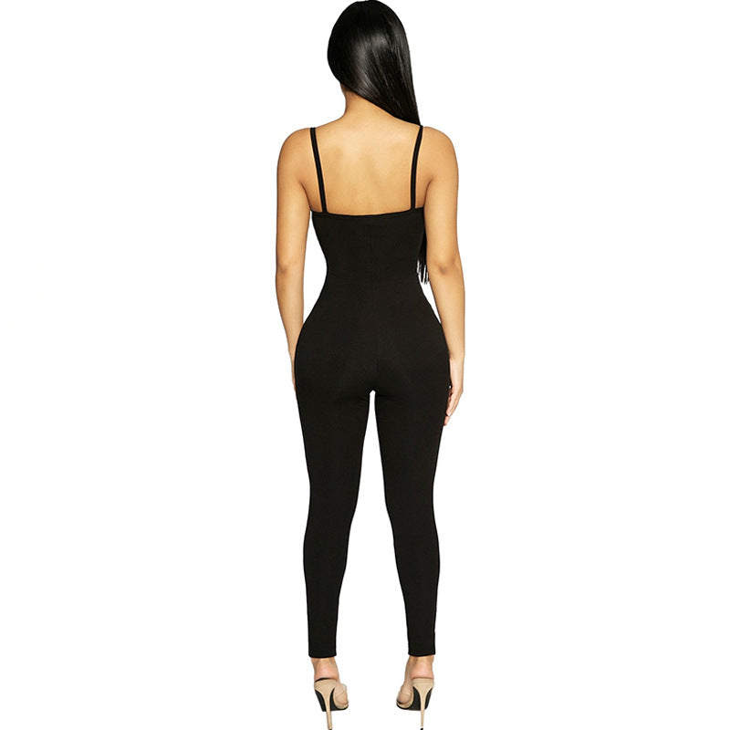 Trendy Solid Color Slim Fit Jumpsuit for Women