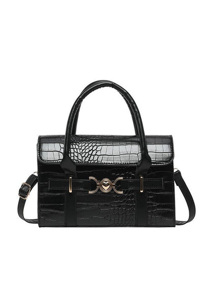 Retro Croc-Embossed Shoulder Bag Stylish Casual Tote