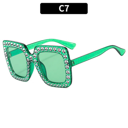 Colorful Bling Square Sunglasses Retro UV400 Protection