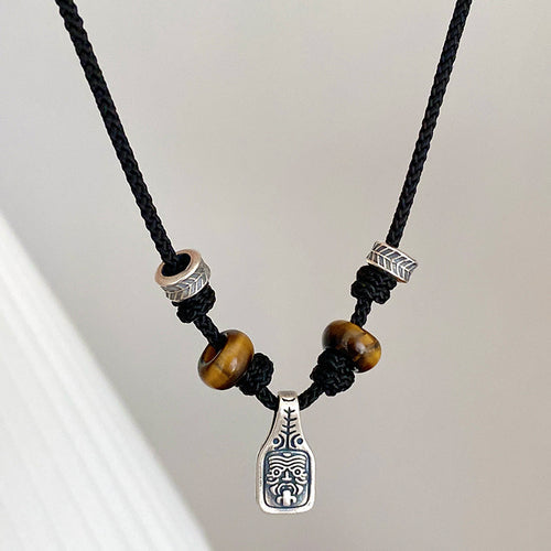 Small And High-End Design Sense Sterling Silver Zakiram Tibetan Style Rope Couple Necklace