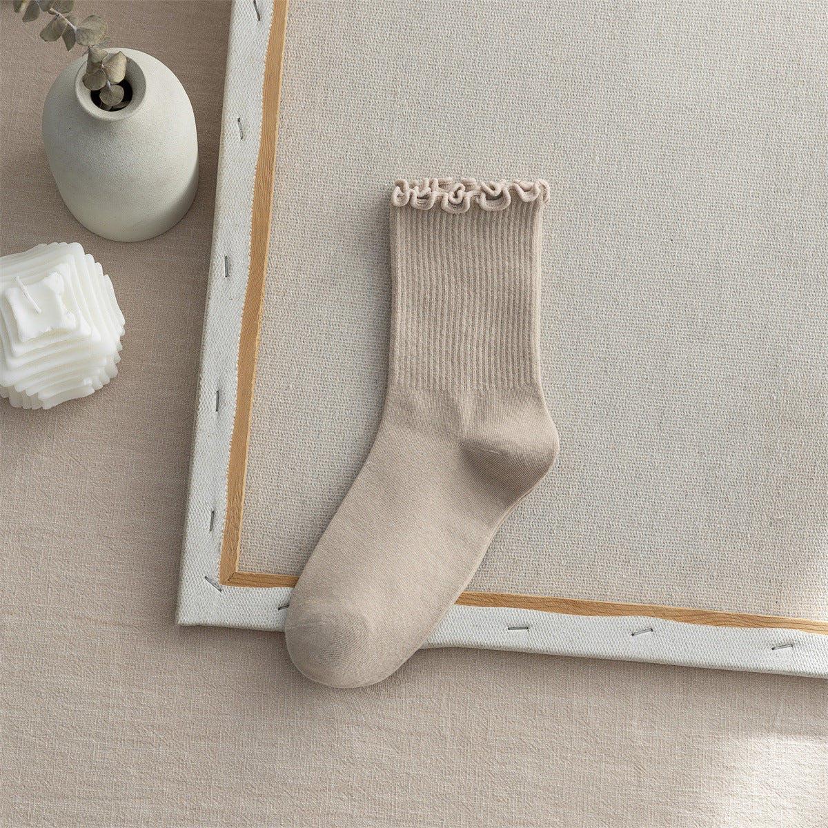 Flounce Solid Color Simple Sweet Socks