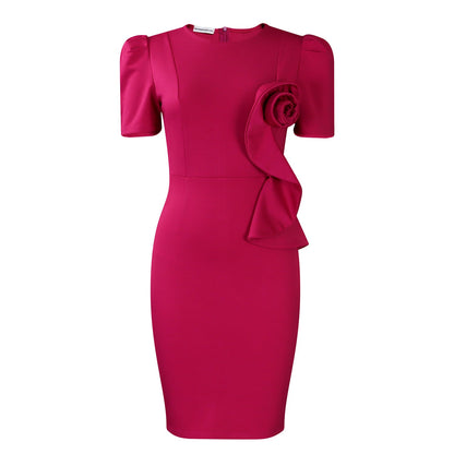 Elegant Bodycon Ruffle Sleeve Dress In Solid Color