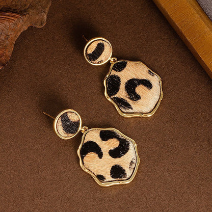 Natural Horse Hair Leopard Print Earrings Luxury Fashion Accessories