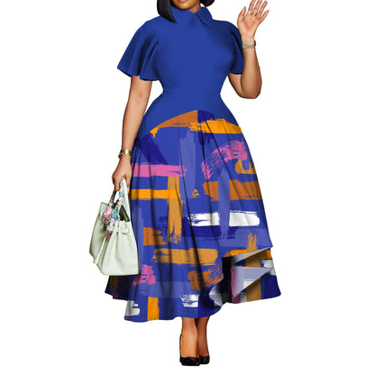 Elegant Ruffle Sleeve Maxi Dress With Pockets