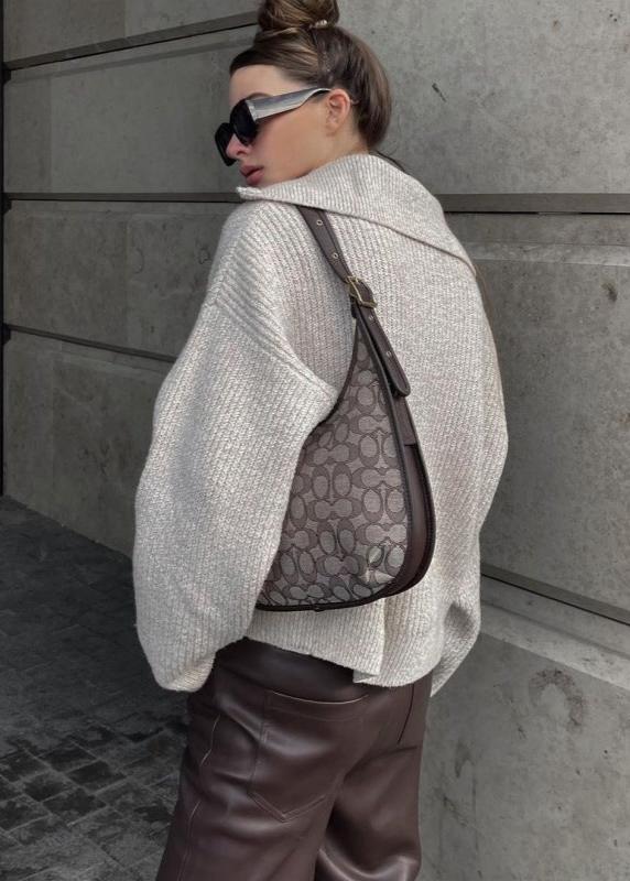 Ribbed Knit Half Zip Sweater With Oversized Collar