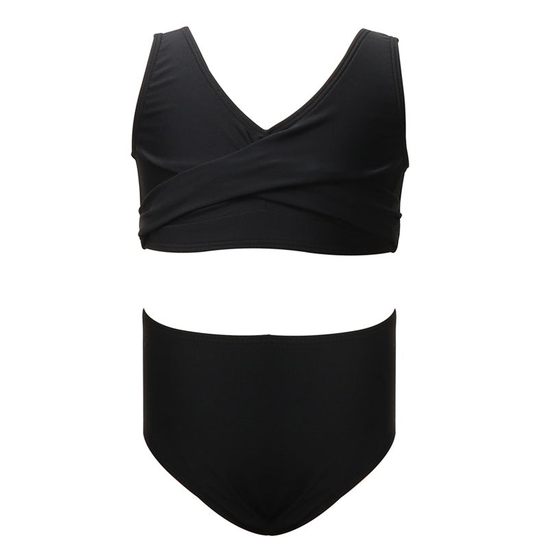 Girls' Two-Piece Swimwear Cute Solid Color Bikini