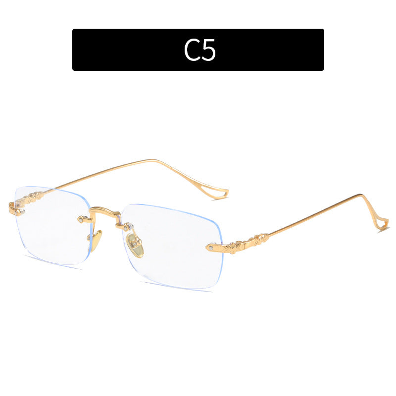 Silver Frameless Square Blue Light Blocking Glasses for Women