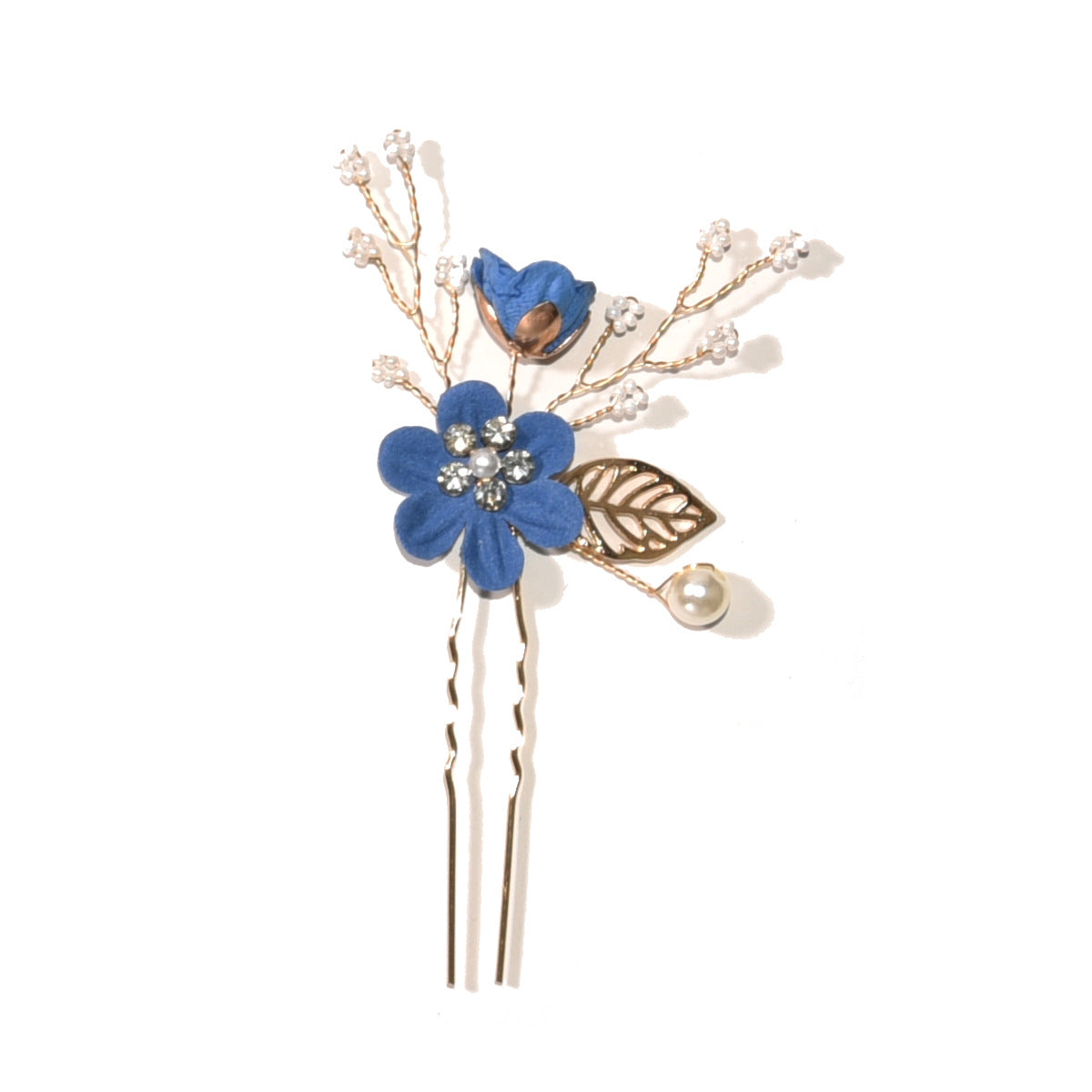 Bridal Floral Hair Accessories Forest Style Blue Flower Hairpin Wedding Hairpiece
