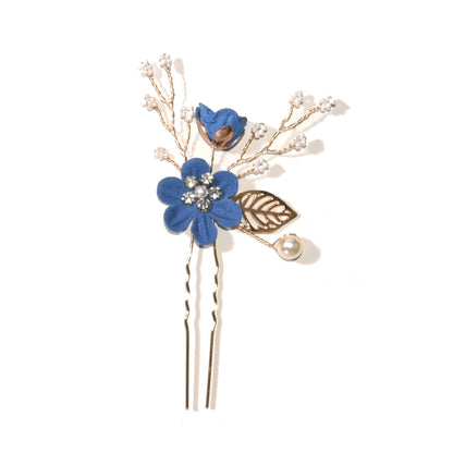 Bridal Floral Hair Accessories Forest Style Blue Flower Hairpin Wedding Hairpiece