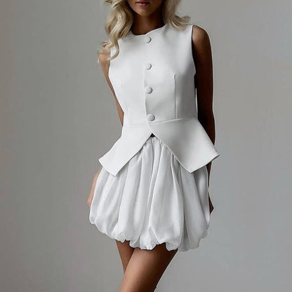 Chic Sleeveless Vest and Skirt Set for Women