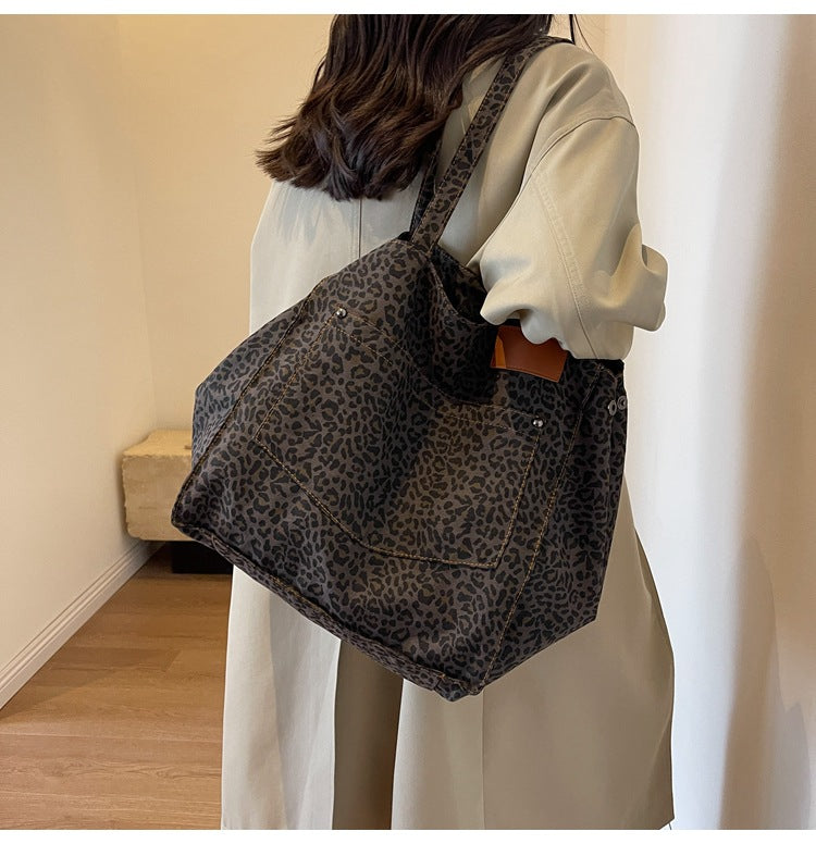 Leopaed Print Shoulder Bag Large Capacity Tote Bag