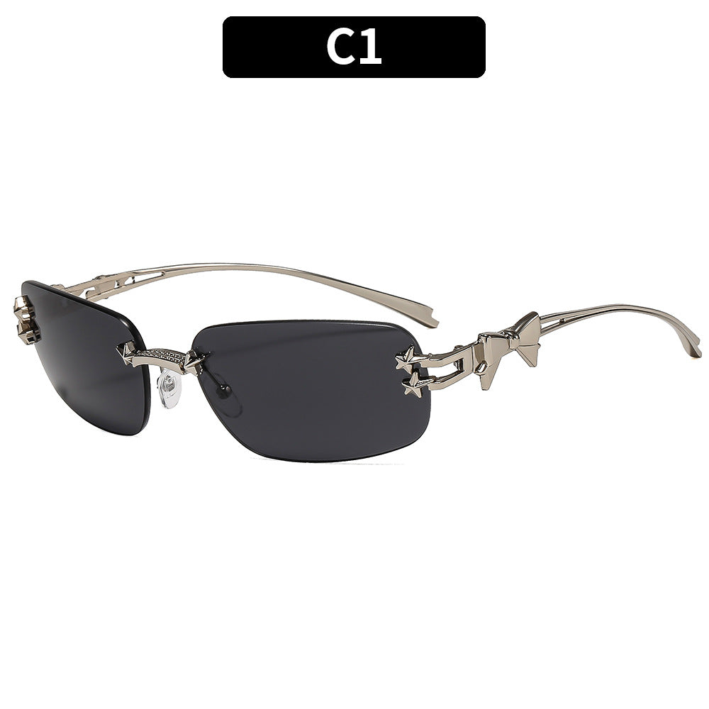 Trendy Y2K Star-Shape Sunglasses with Bow Accent