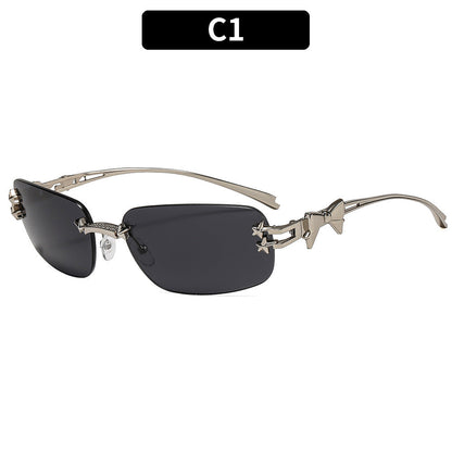 Trendy Y2K Star-Shape Sunglasses with Bow Accent