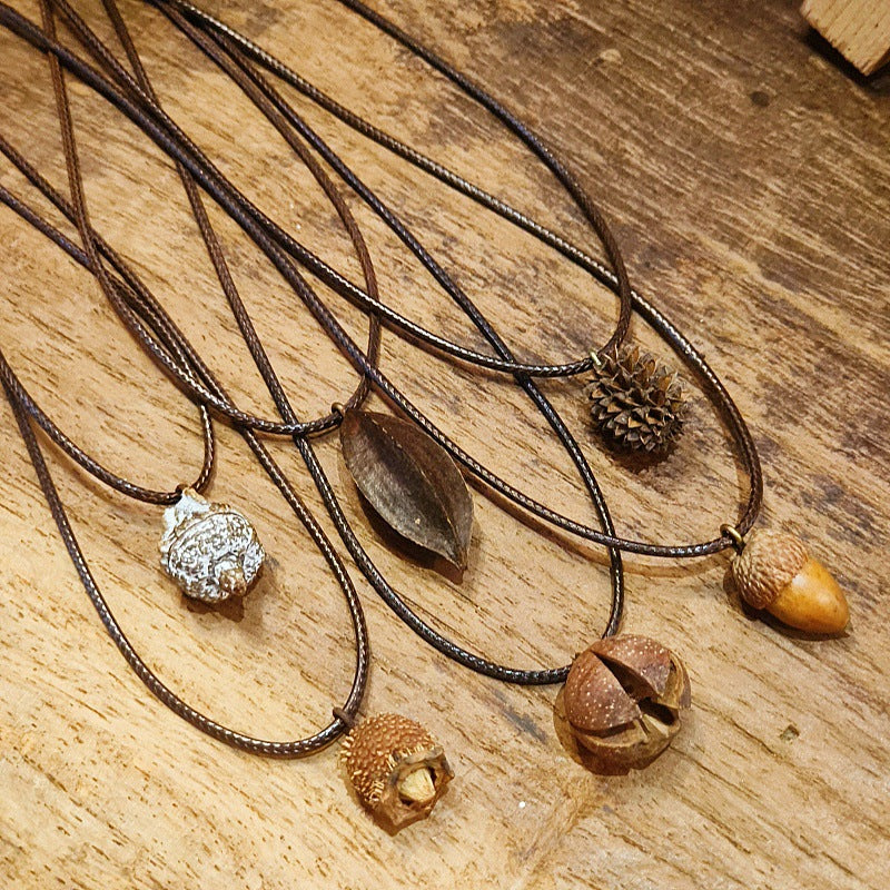 Creative Acorn Pendant Necklace Retro Style Accessories