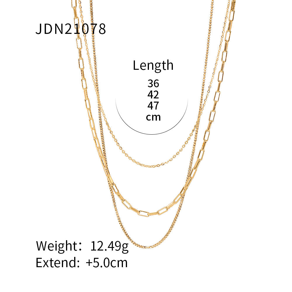 Paperclip Triple Layers Necklace